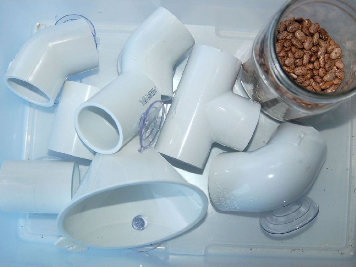 Tube Play- Supplies with tubes and beans in crate- kids activities blog