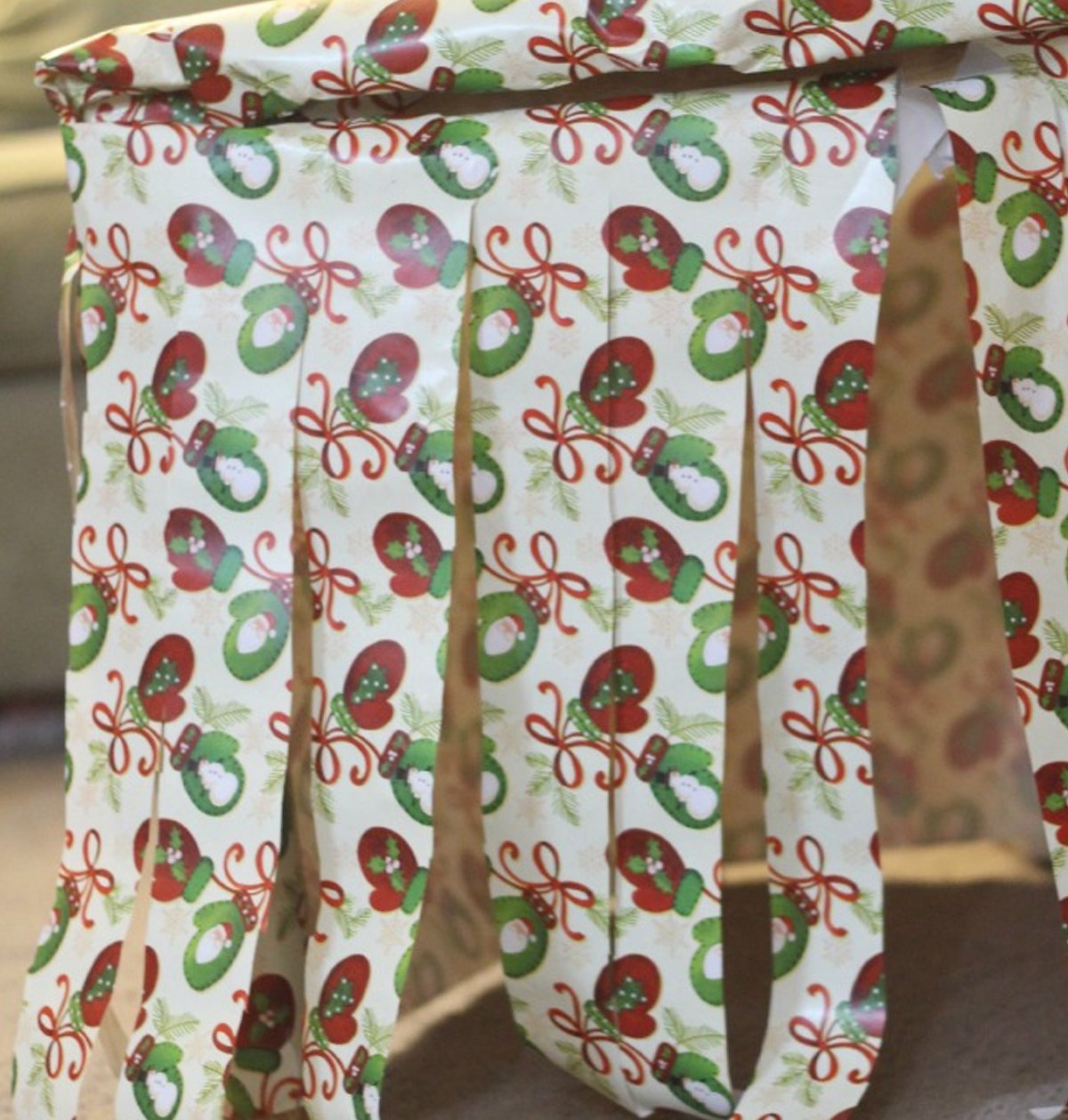 A closeup of an indoor fort for kids during the winter season.