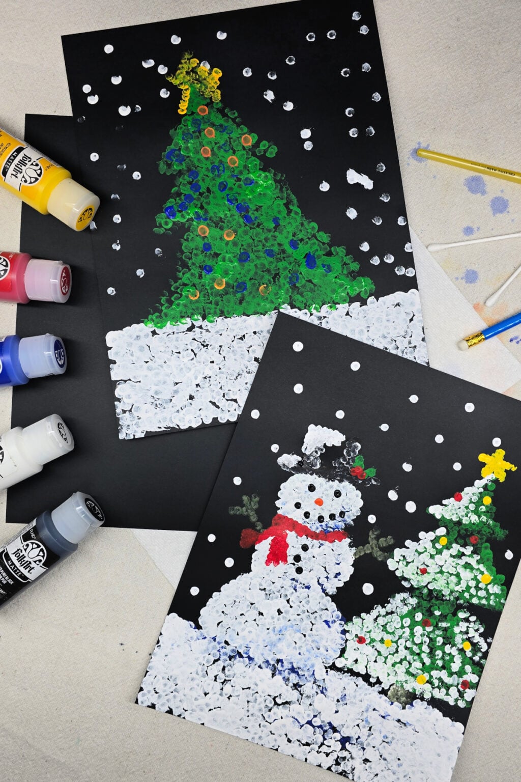 Snow Scene Pointillism Art Project for Kids • Kids Activities Blog ...