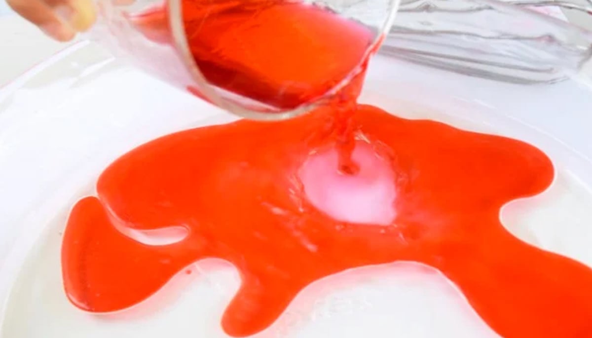 A science experiment made with oil and water. 