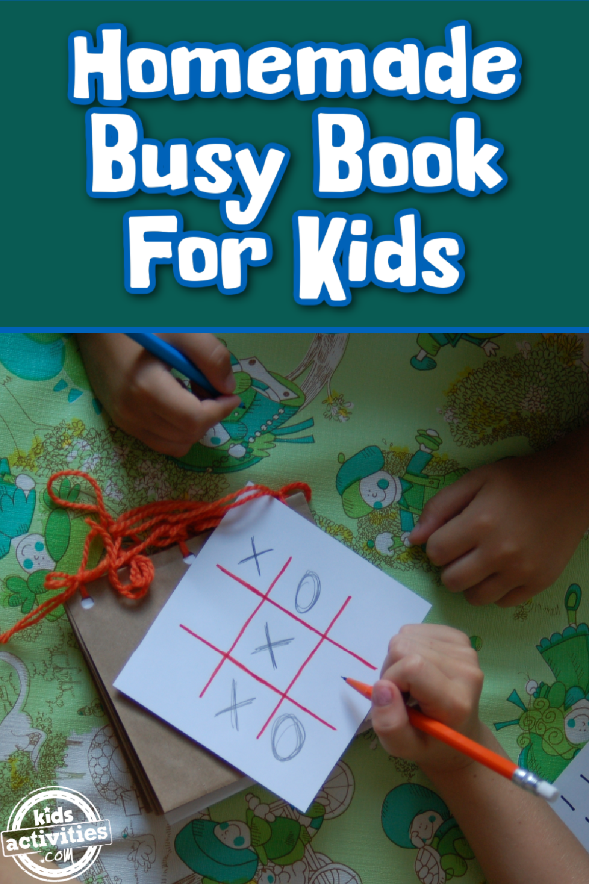 Activity Book- children with pencils playing tic tac toe- kids activities blog