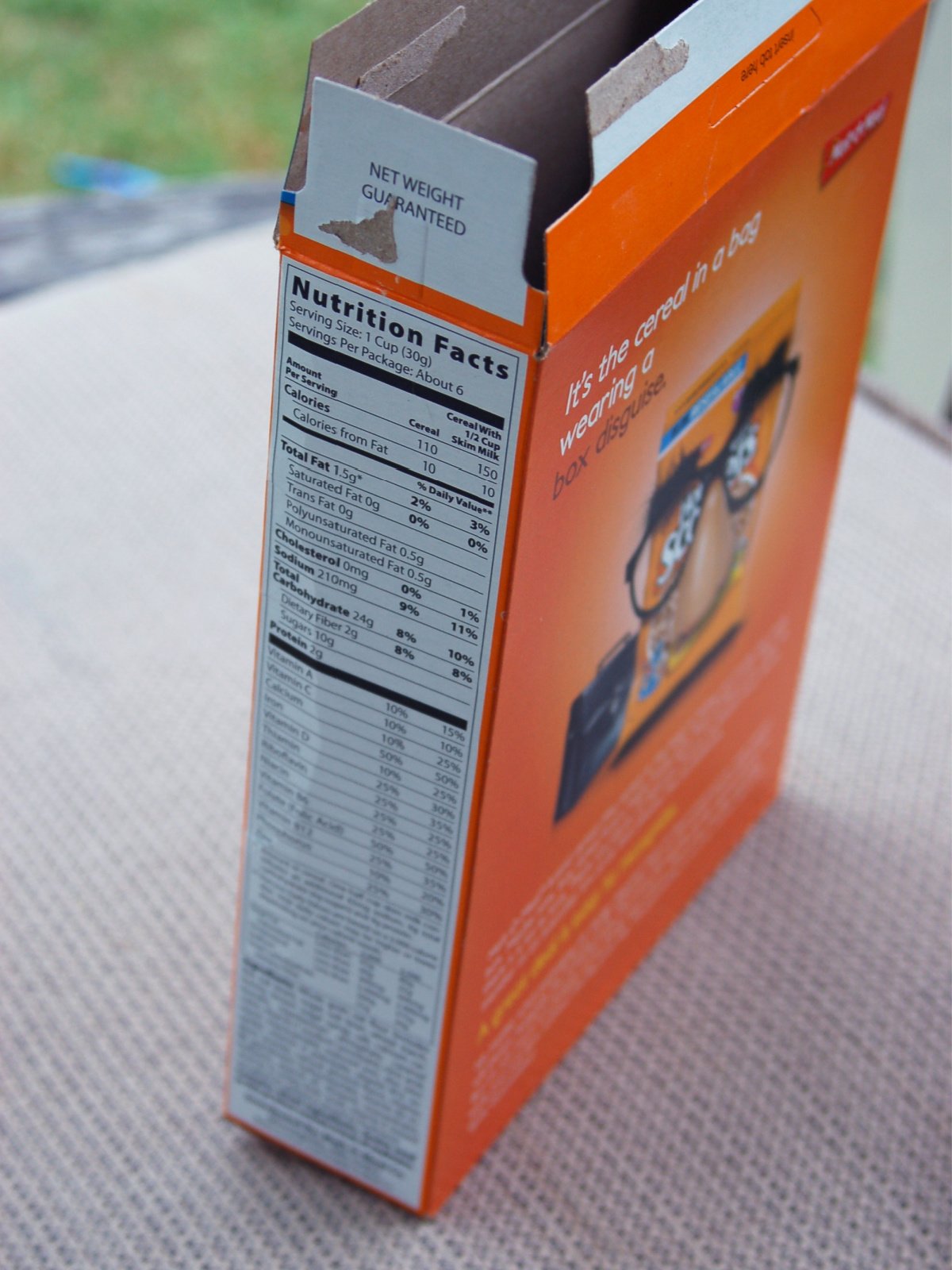 Giant Paper Airplane- Step 1- box of empty cereal on concrete- Kids Activities Blog
