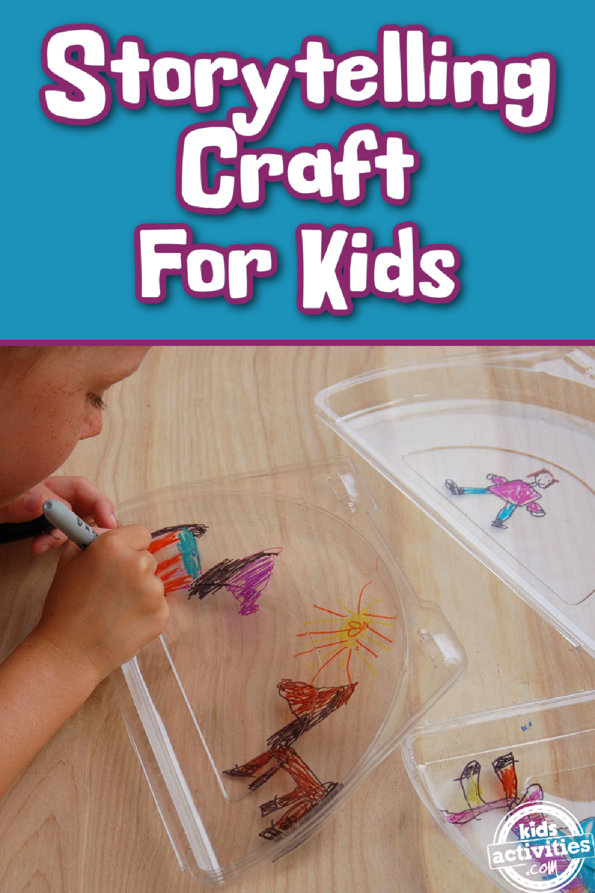 Layered Art- boy coloring on plastic lid on the wood floor with markers- kids activities blog