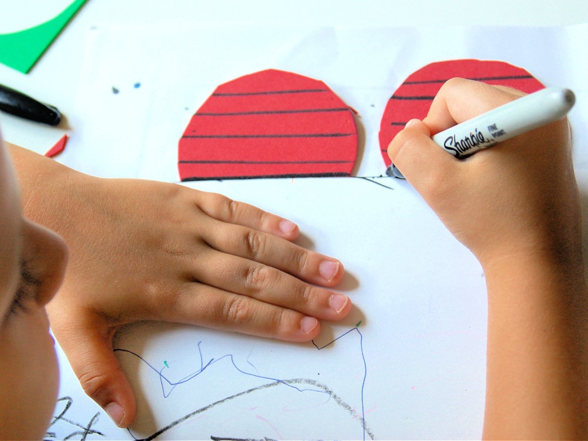 Red light green light- step 3- draw lines on 2 out of 3 of your lights- kids activities blog