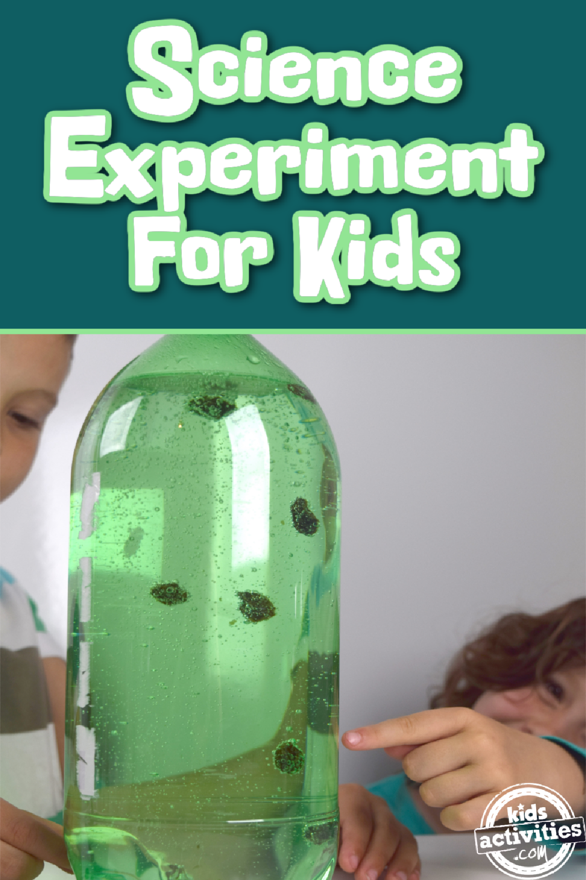 Dancing Raisins- 2 children with raisins in a green bottle- kids activities blog