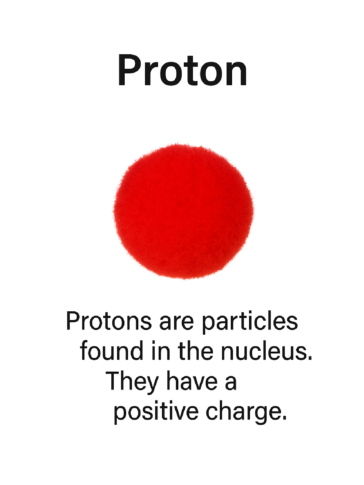 Make an atom- proton- red orb with text- kids activities blog