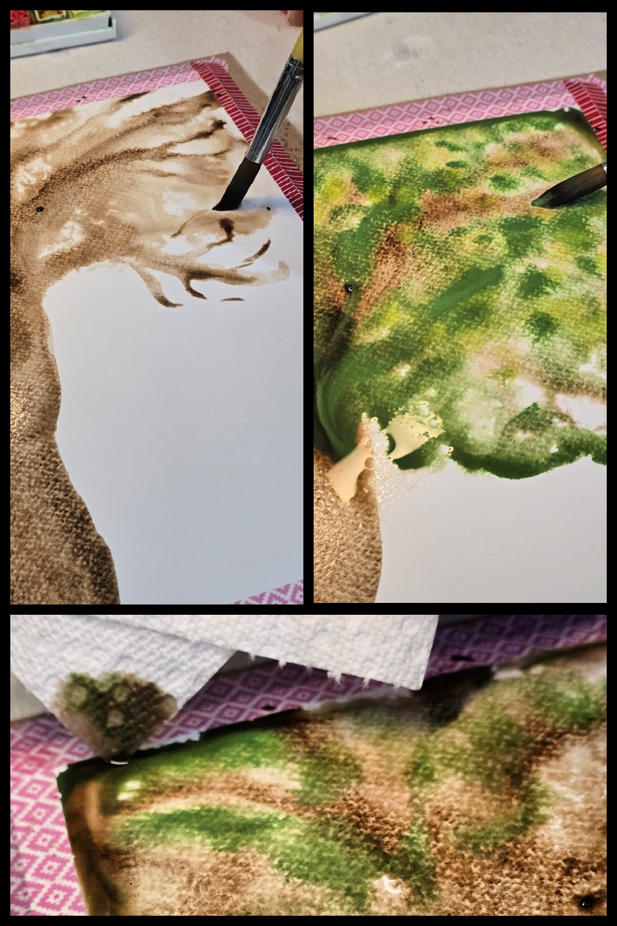Step 4 - apply layers of wet watercolor paints to create an abstract tree painting - kids activities blog