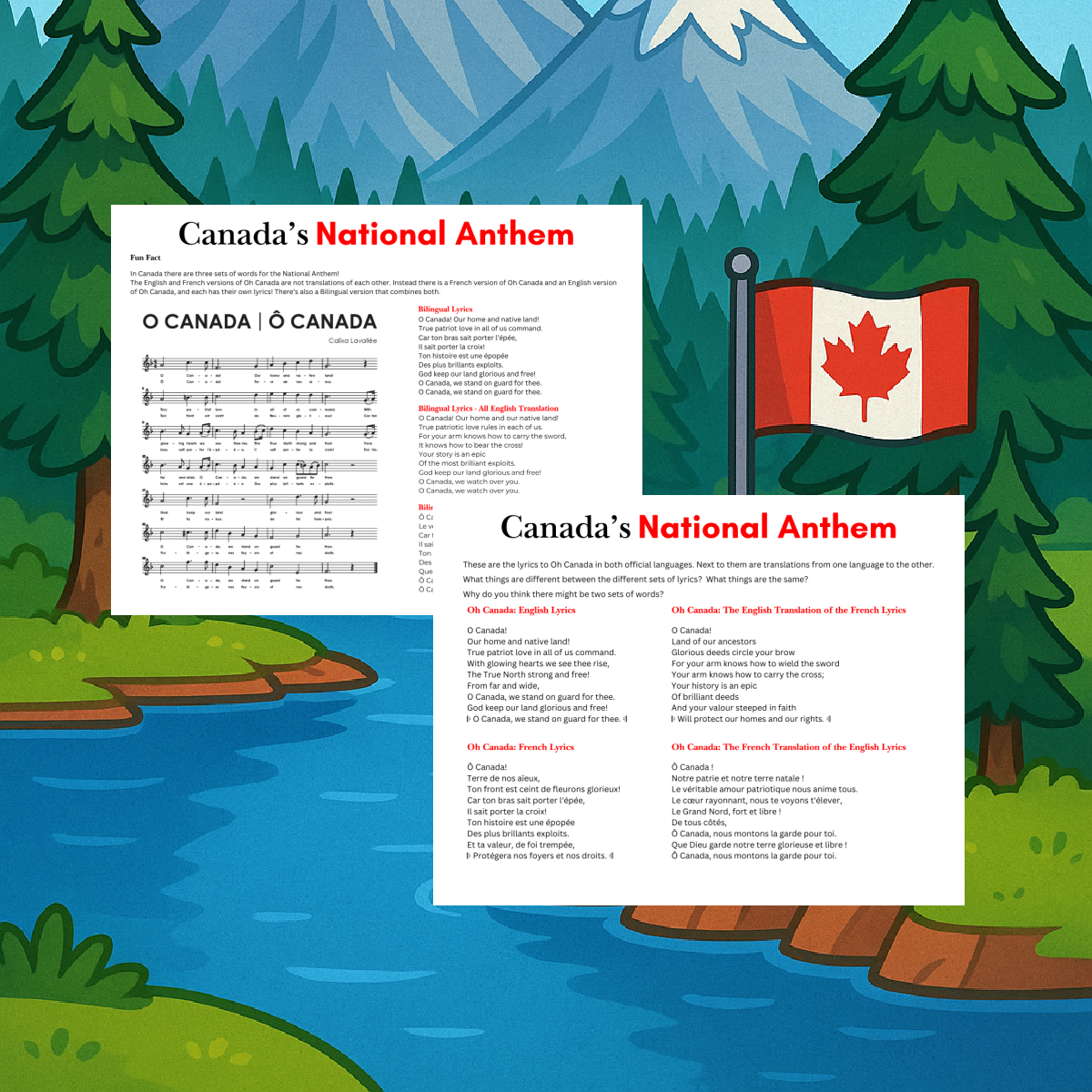 Canada Printable- Anthems printed pdf file in english and french- kids activities blog