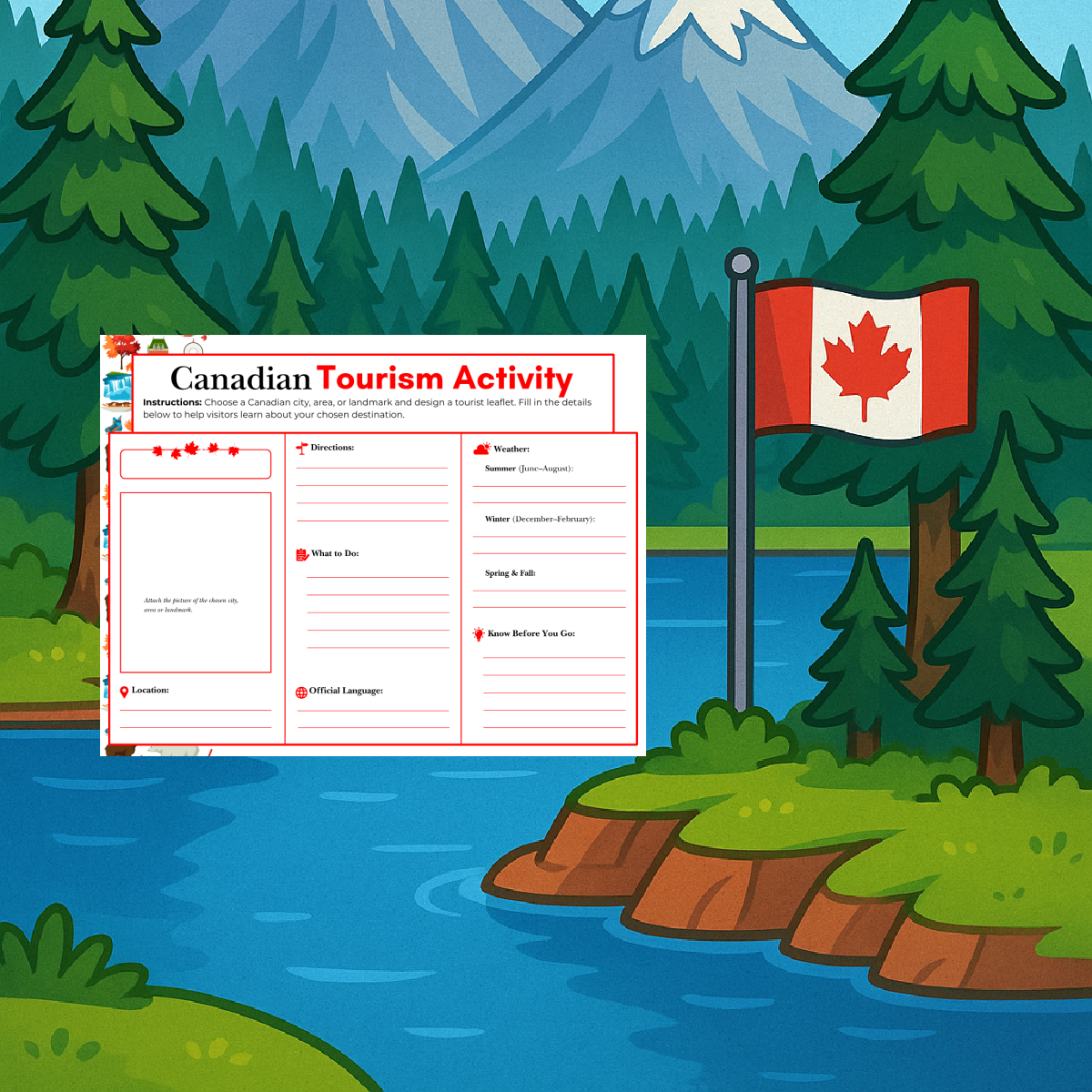 Canada printable- tourism worksheet printed pdf in color-kids activities blog