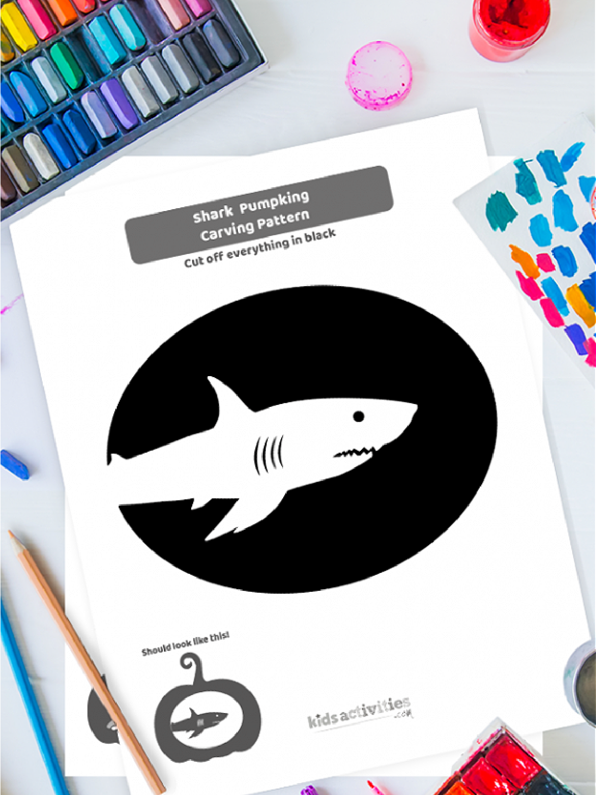 Shark Printables- Shark stencil for pumpkins-Kids Activities Blog