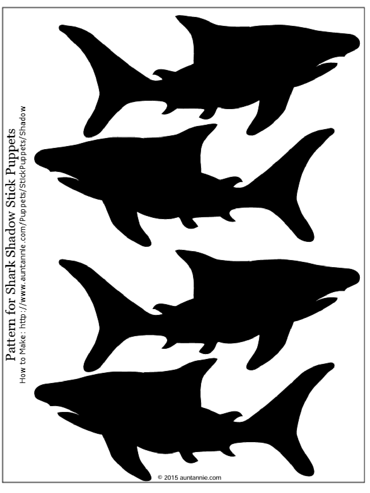Shark Printables- Black and white shark shadow puppets -Kids Activities Blog