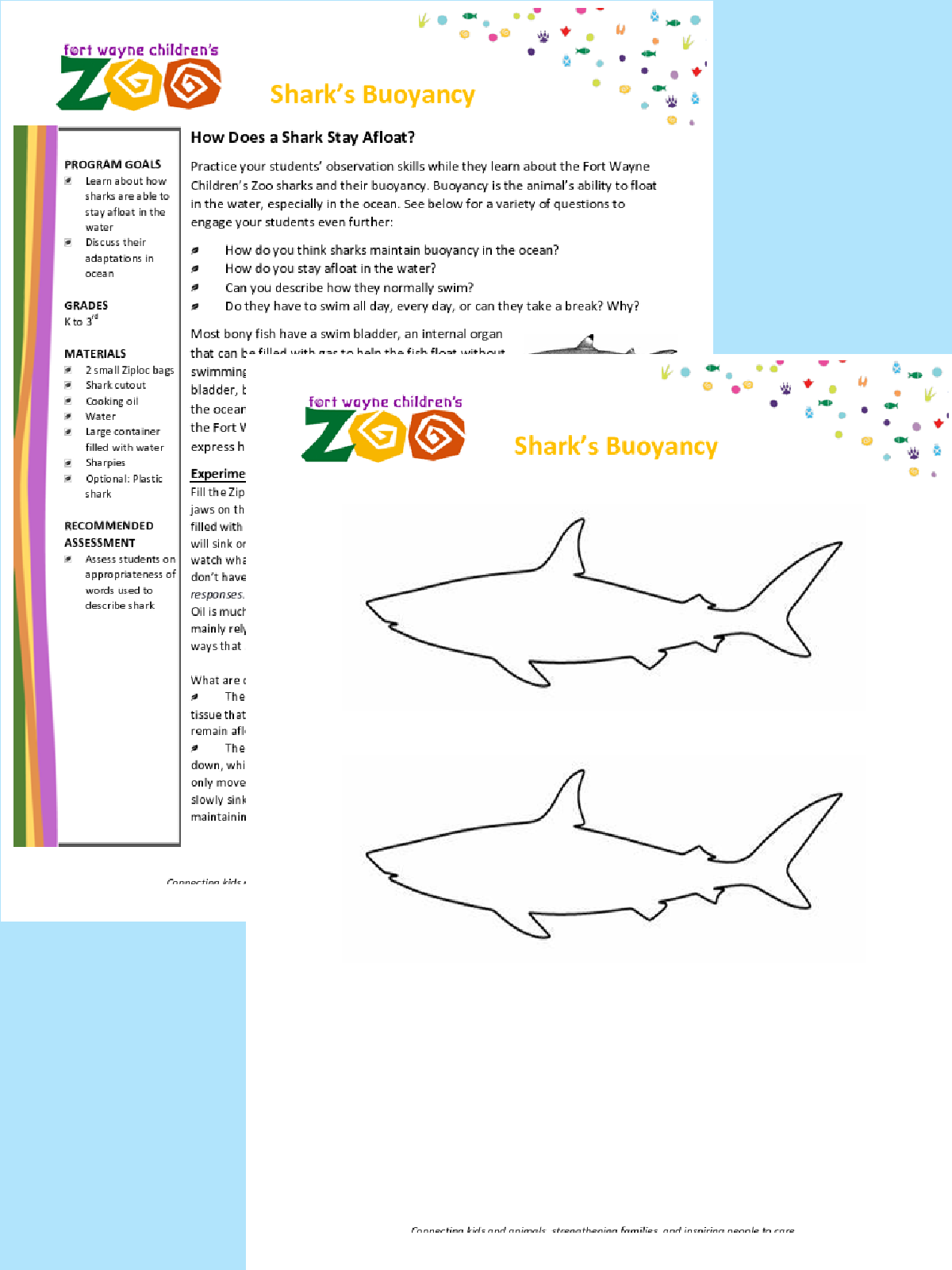 Shark Science- printables with pictures and text printed pdf file- kids activities blog