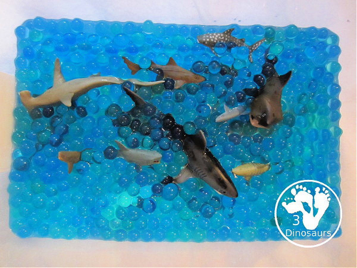 Shark Sensory Bin- Sharks in water beads- kids activities blog