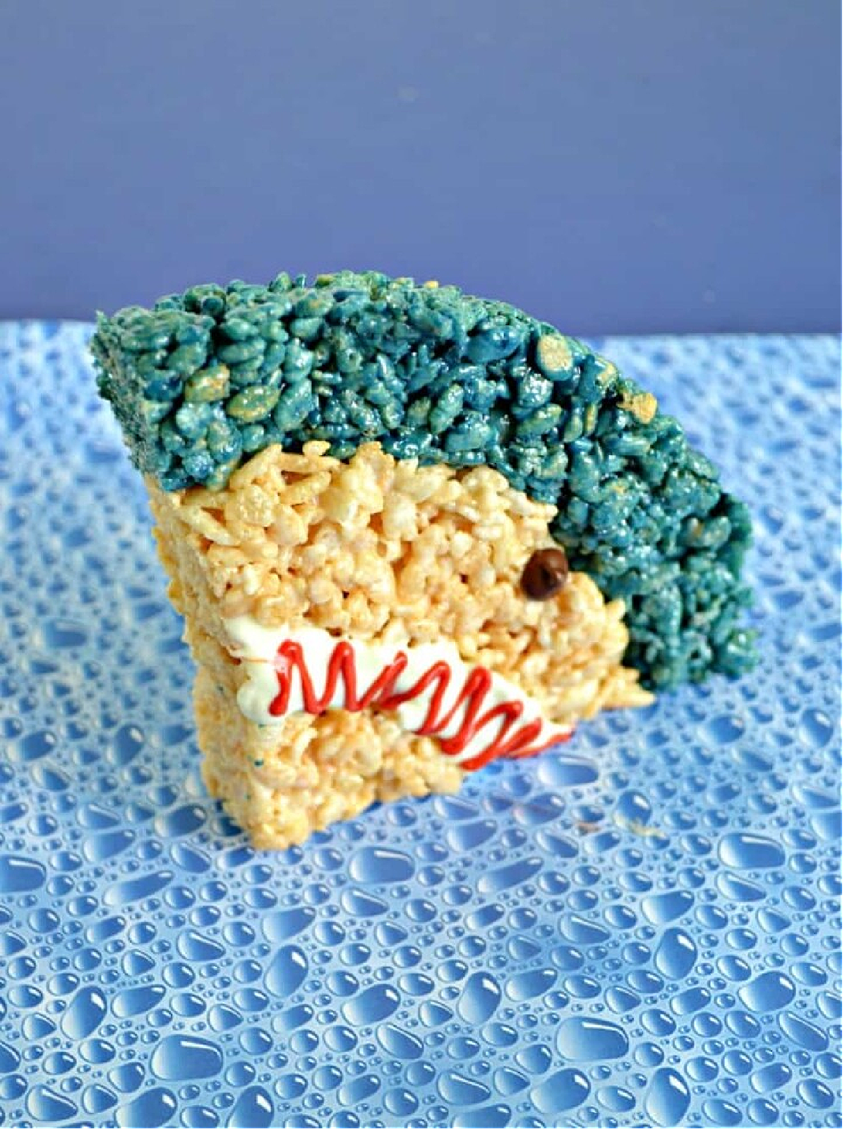 Shark Week Food- Rice krispy treat made to look like a shark head-Kids Activities blog
