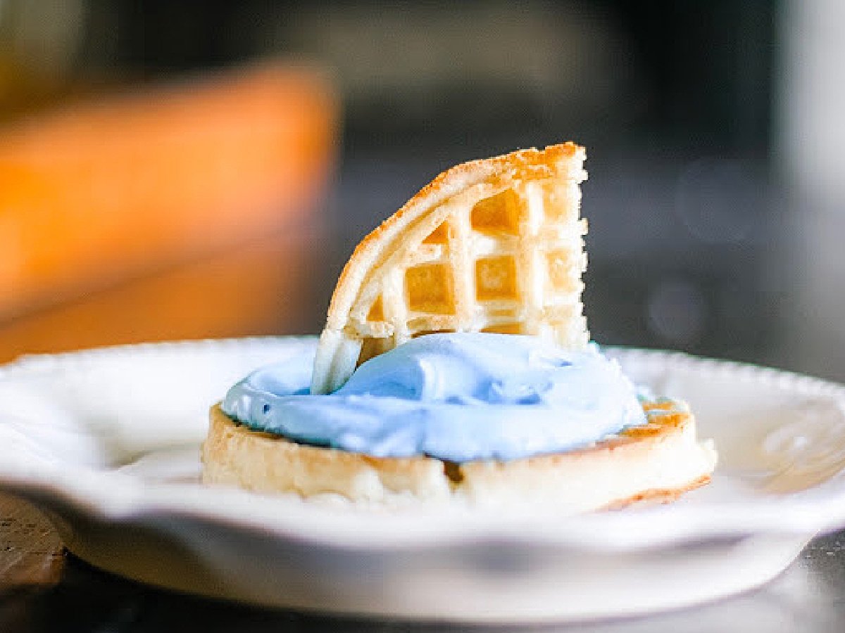 Shark Week Food- waffles with blue frosting on it- kids activities blog