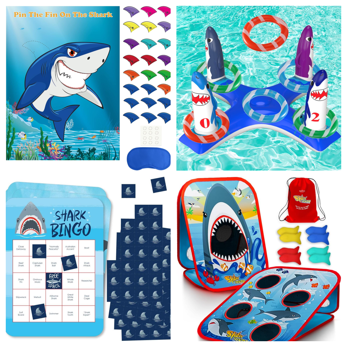 Shark Week- games like bingo, ring toss, corn hole, and pin the tail on the shark- kids activities blog