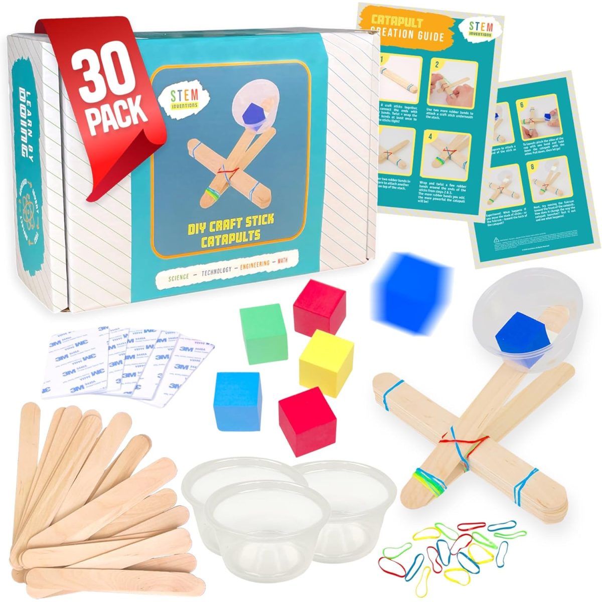 Catapult Craft- kit with popsicle sticks, plastic cups, blocks, and rubberbands- kids activities blog