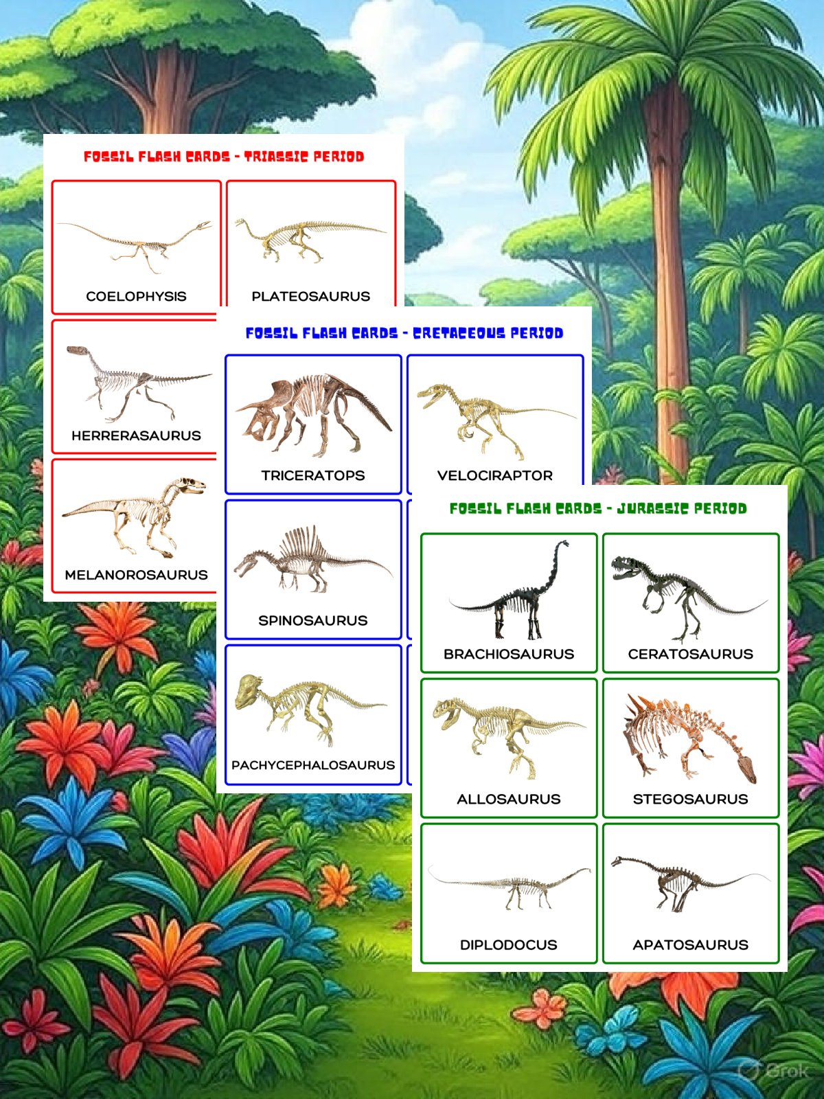 Dinosaur worksheets- fossil flashcards printed pdf files with bones and names- kids activities blog
