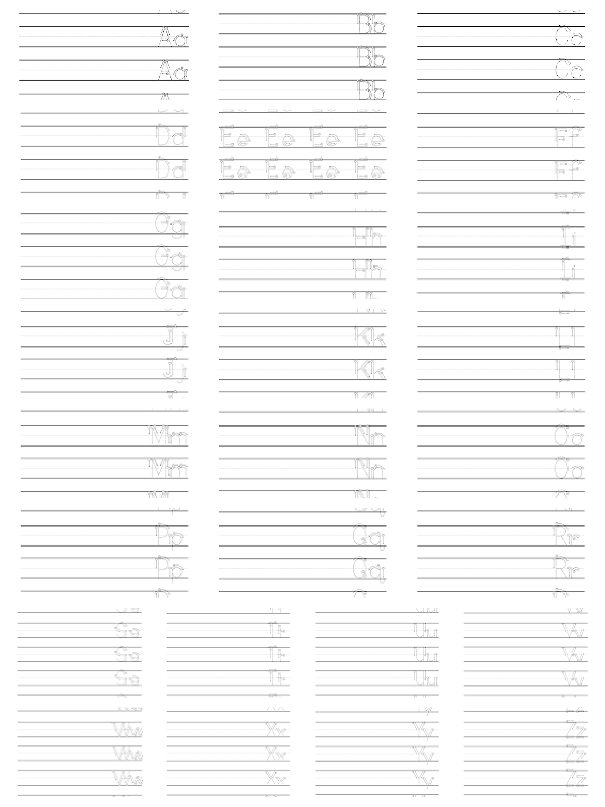 Handwriting Practice Worksheets- Writing letter worksheets black and white printed pdf files A-Z- kids activities blog