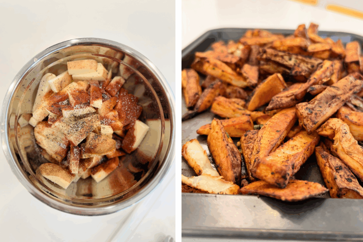 oven fries before going in oven and after 