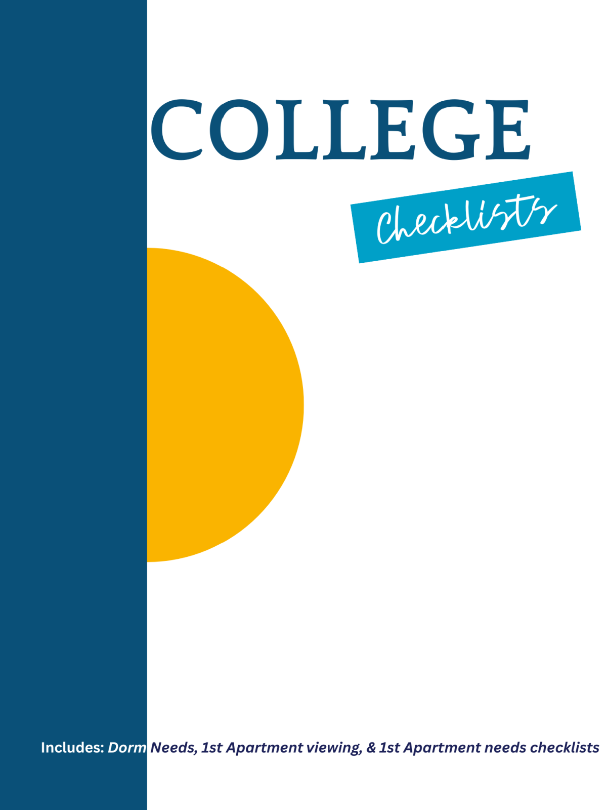 College Dorm Checklist- Page 1- Cover with blue and yellow printed pdf file - Kids Activities Blog