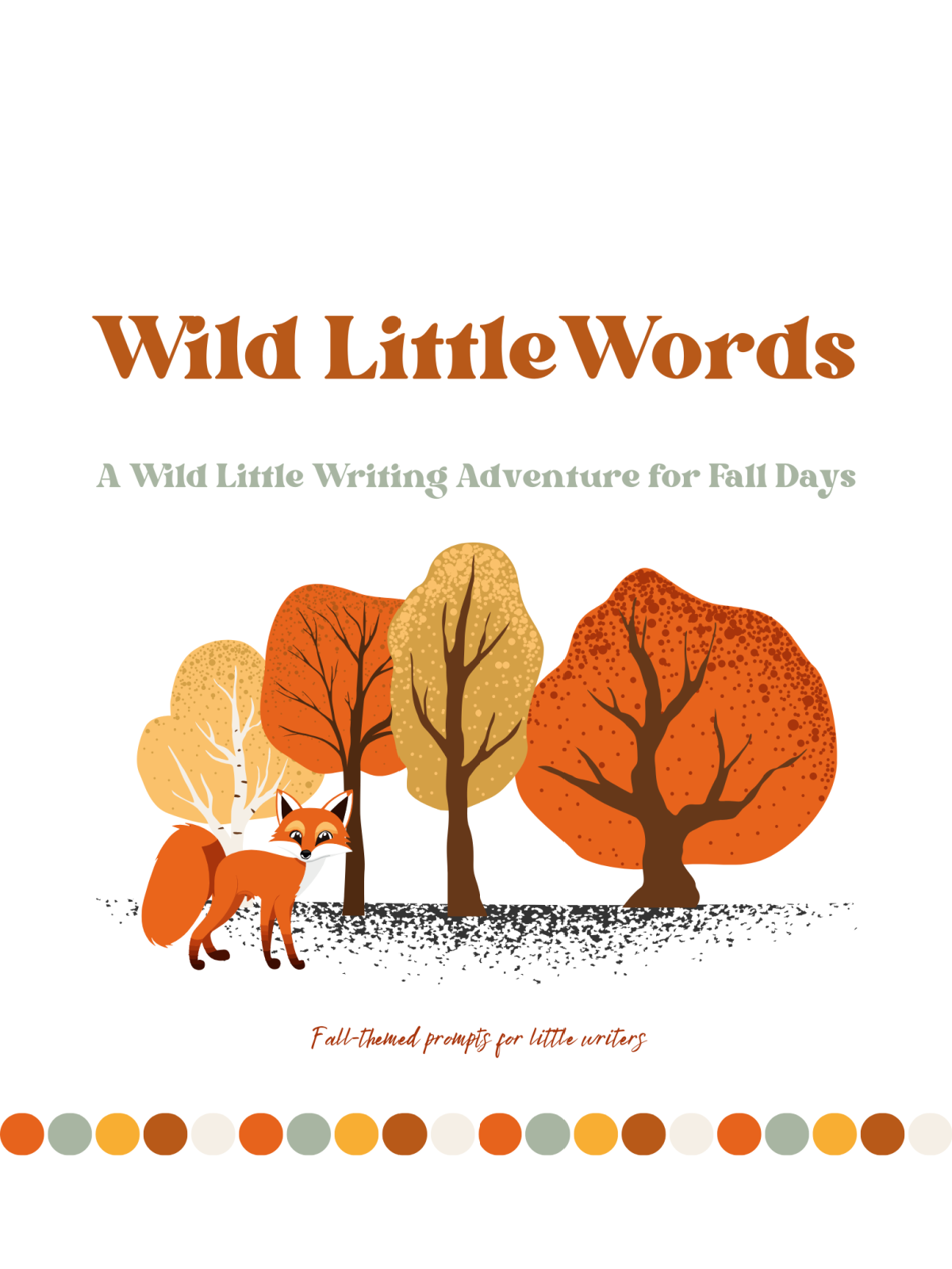 Writing Prompt- Cover- cover with words, fall pictures, and polka dots colored printed pdf file- kids activities blog