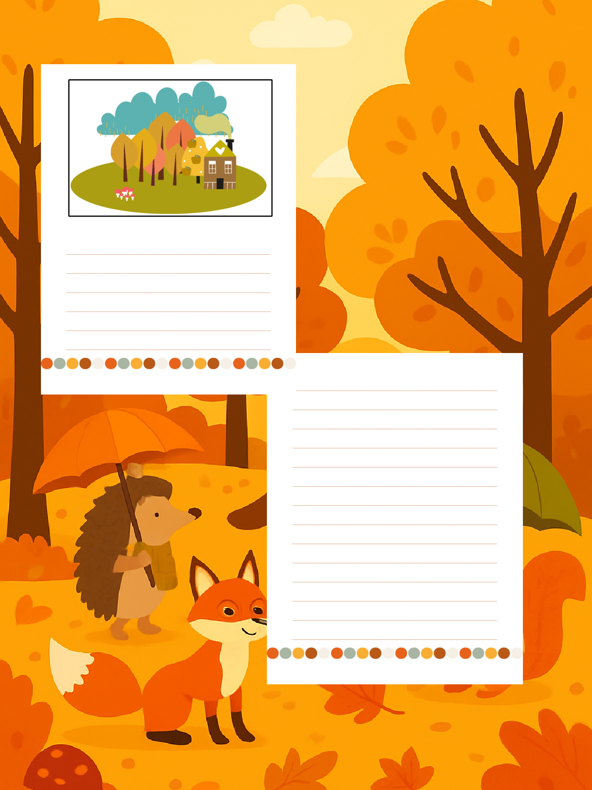 Writing Prompt- raining writing prompt with a blank page colored printed pdf file against an autumn background- Kids Activities Blog