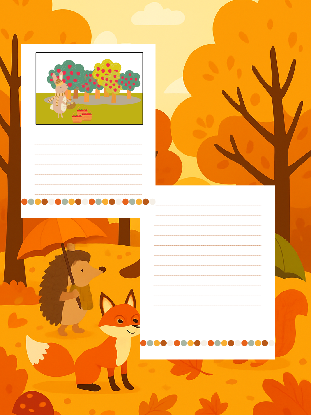 Fall Writing Prompt- Rabbit writing prompt with a blank page colored printed pdf file against a fall background- Kids Activities Blog