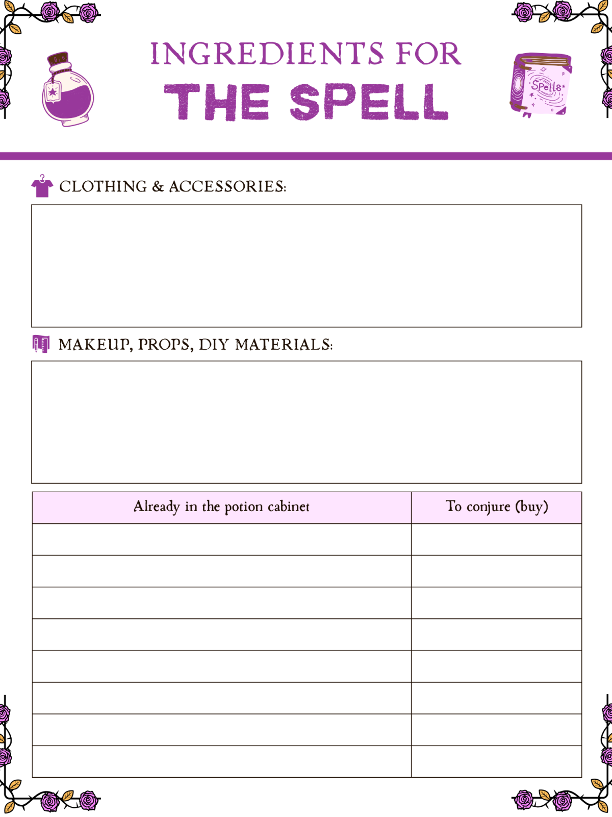 Halloween Planner- Text and boxes with images and purple printed pdf file - Kids Activities Blog