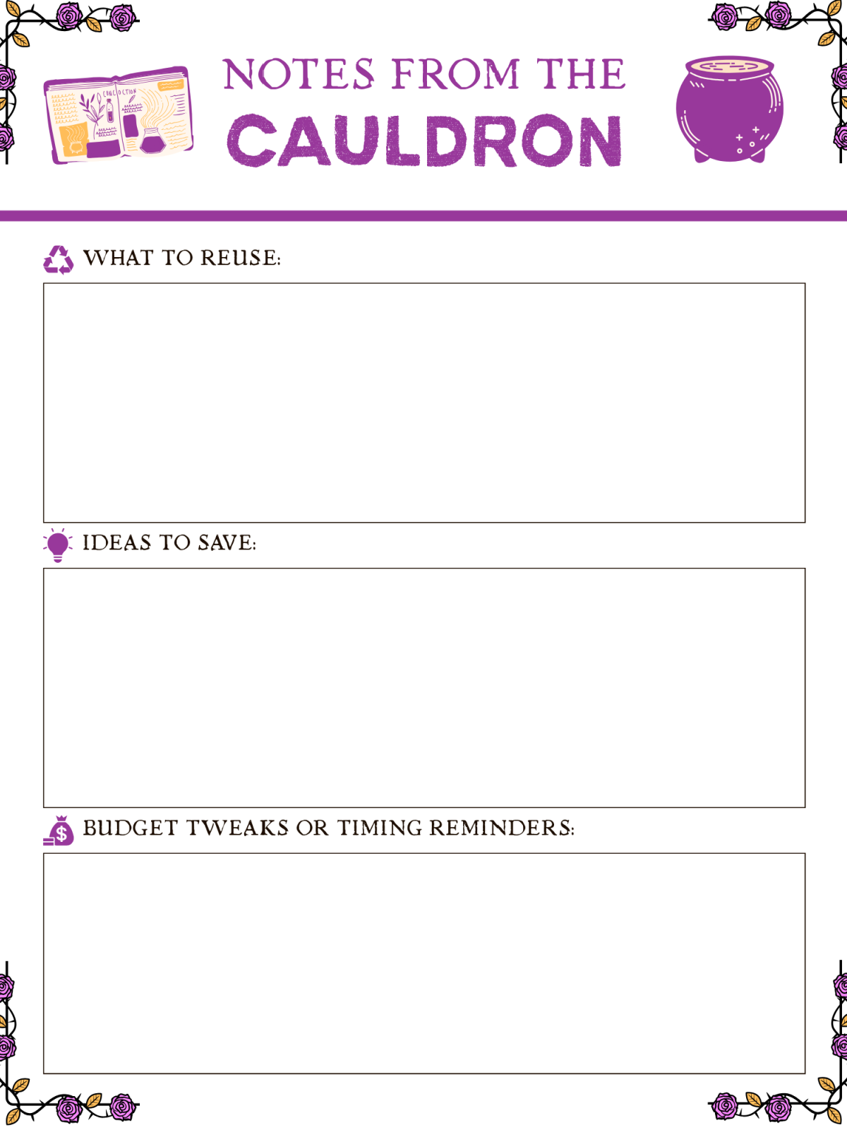 Halloween Planner- Notes with large blanks, text, images in purple printed pdf file - Kids Activities Blog