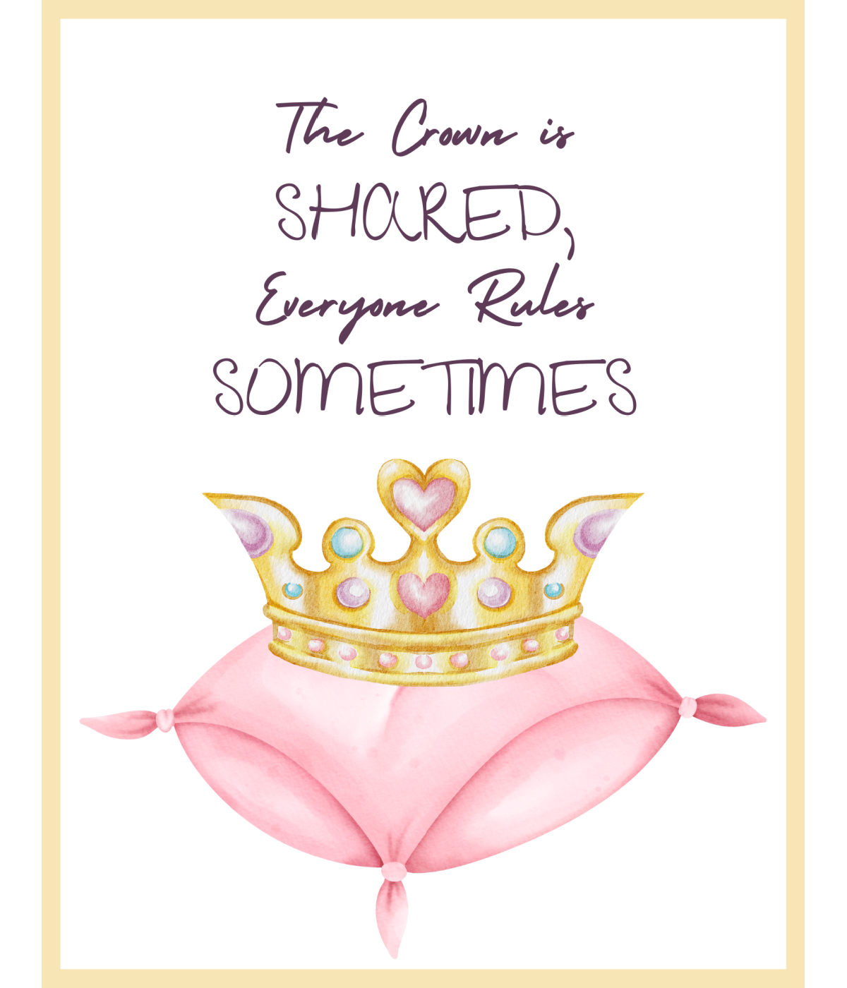 Kindness rules- crown on pillow with text printed pdf file - Kids Activities Blog