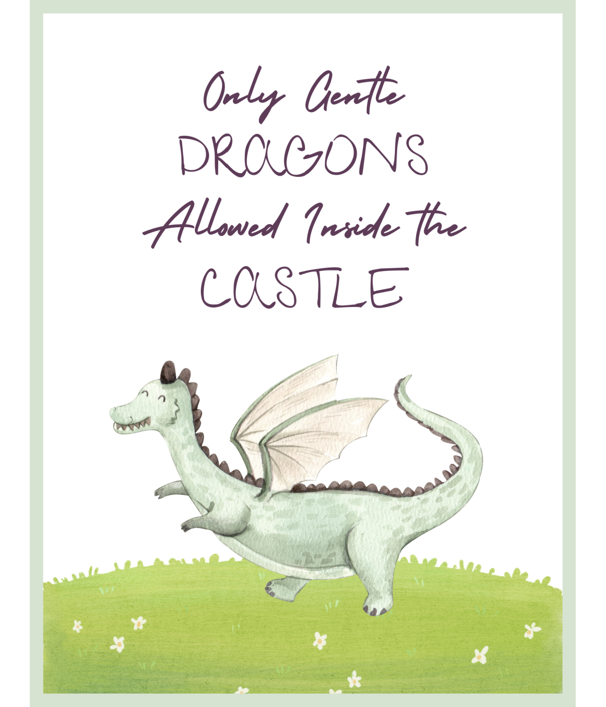 Kindness rules- Dragon with grass and text printed pdf file - Kids Activities Blog