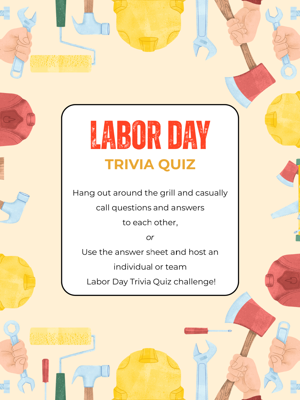 Labor Day Trivia- instructions with black text on a beige background similar to cover printed pdf file- kids activities blog