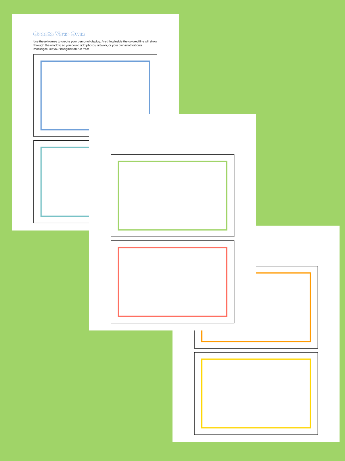 Locker Printable- blank posters with colorful outlines printed pdf file - Kids Activities Blog