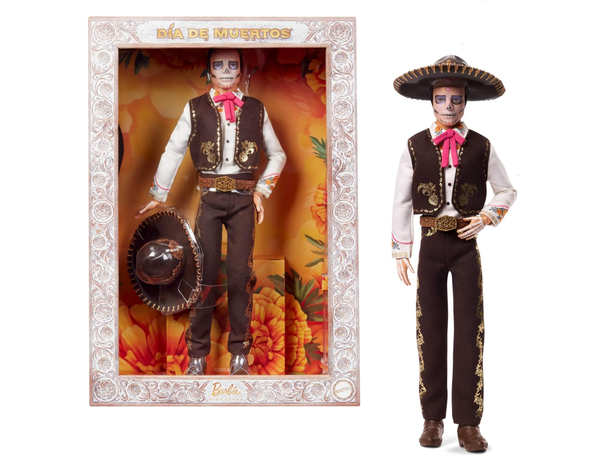 Day of the Dead Barbie- Ken matching barbie with black suit, white shirt, red tie, and sombrero- Kids Activities Blog