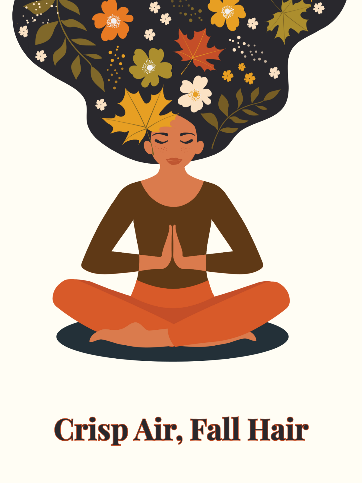 Fall Posters- Woman meditating with leaves and flowers and text printed pdf file- Kids Activities Blog