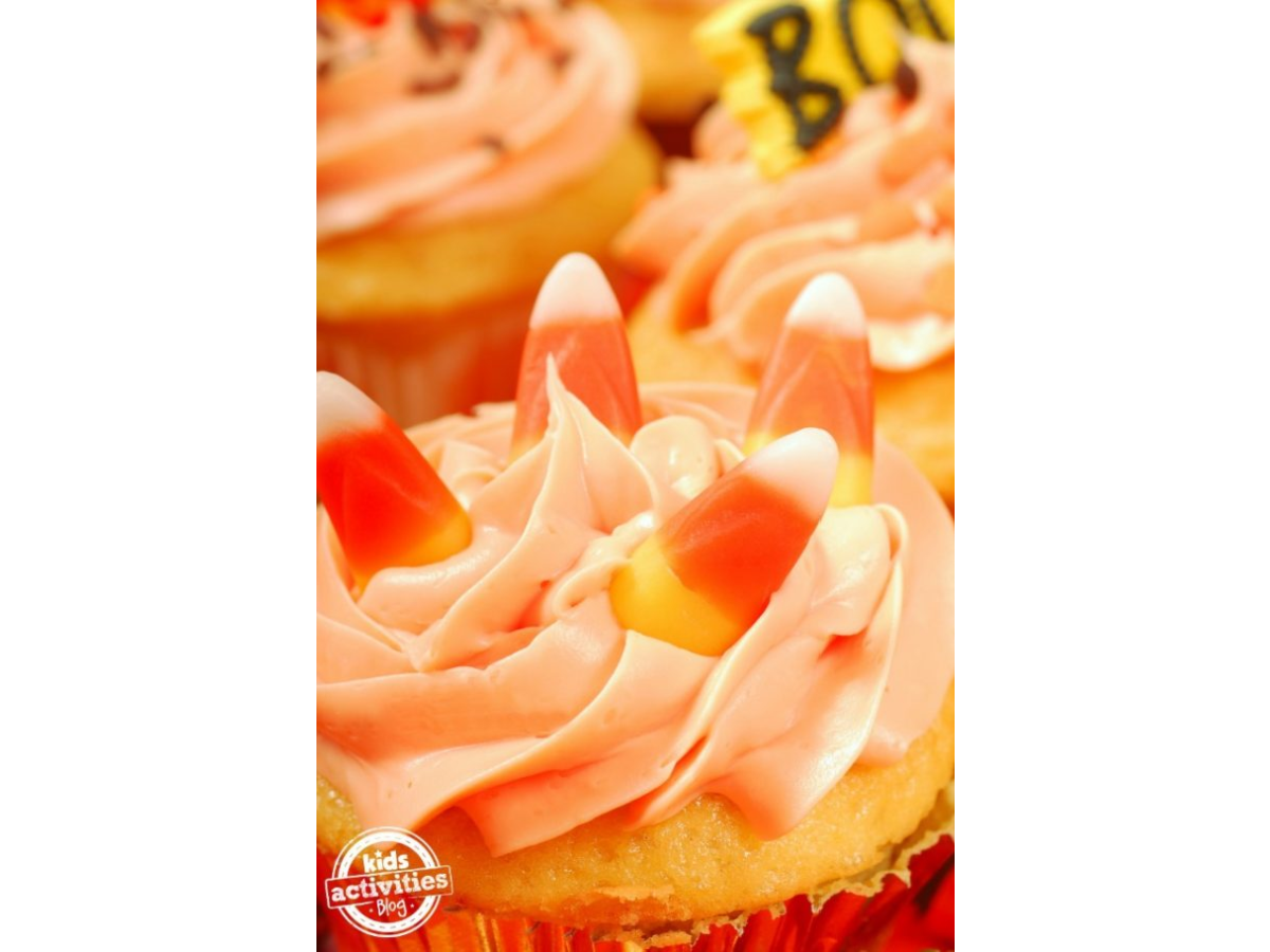 Halloween Recipes- orange candy corn cupcakes -Kids Activities Blog