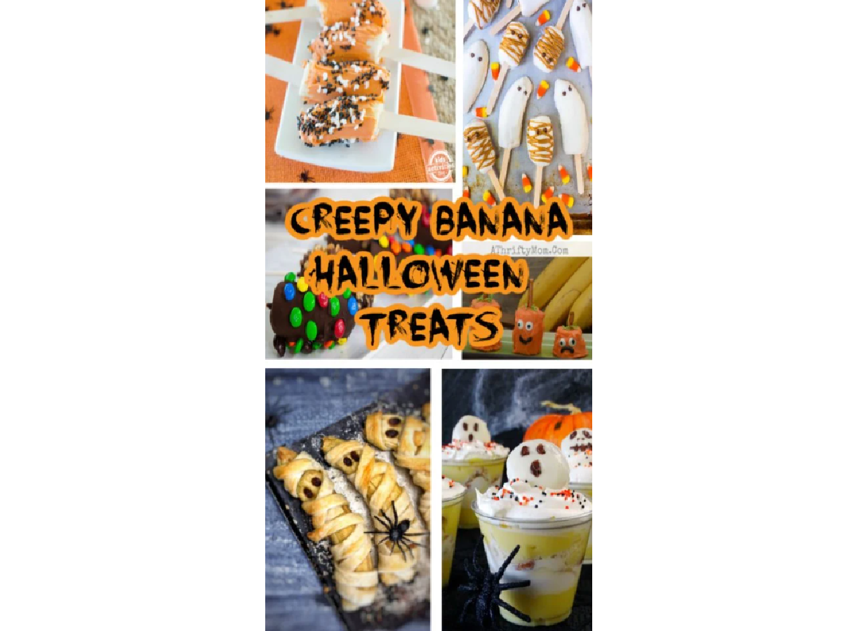 Halloween Recipes- Text with collage of banana recipes-Kids Activities Blog