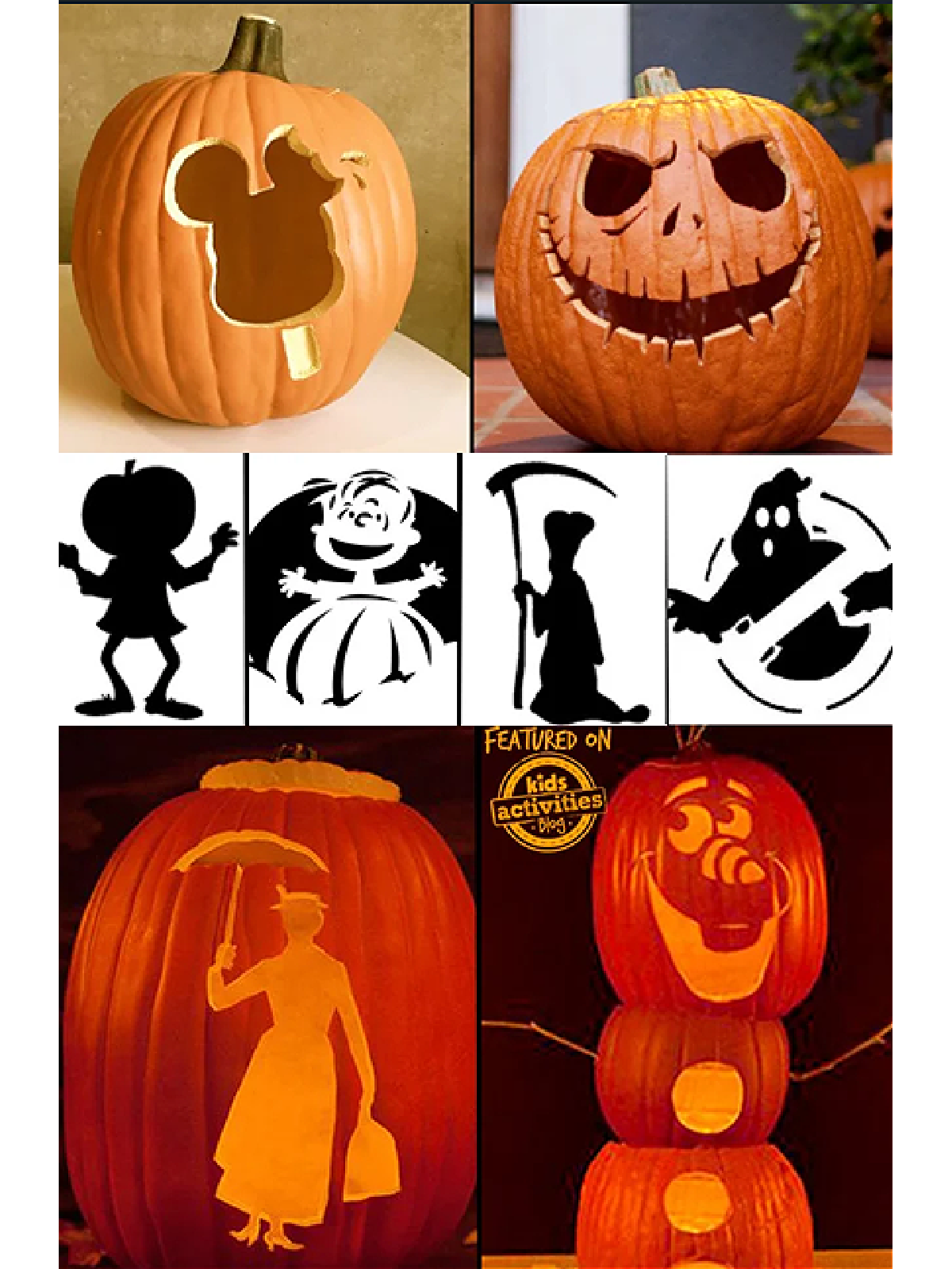 Pumpkin Template-collage of jack o lanterns and templates-Kids Activities Blog