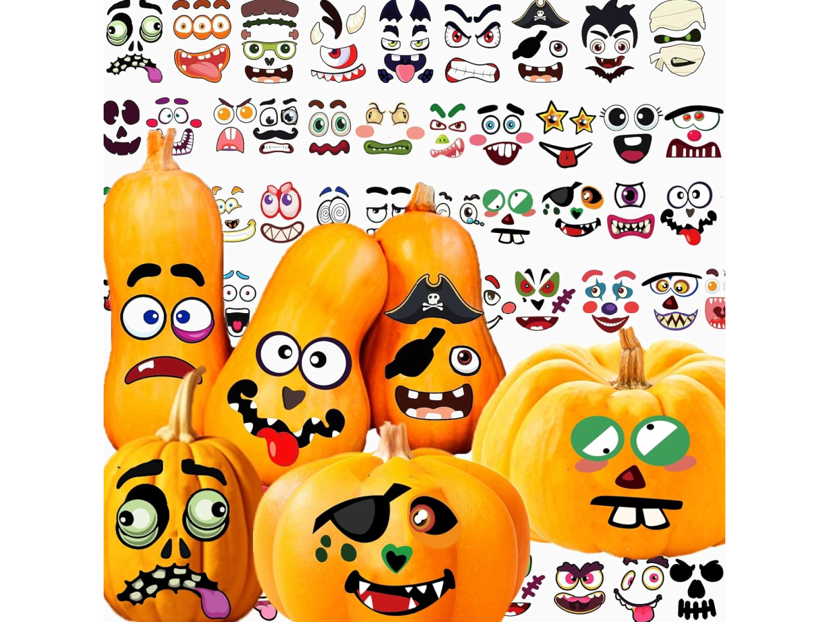 No Carve Ideas- stickers on gourds and pumpkins-Kids Activities Blog