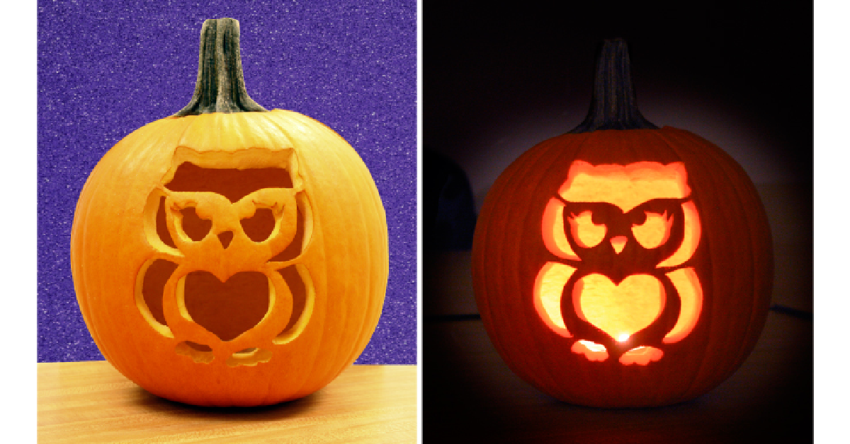 Pumpkin Carving Template- Owl carved jack o lantern-Kids Activities Blog