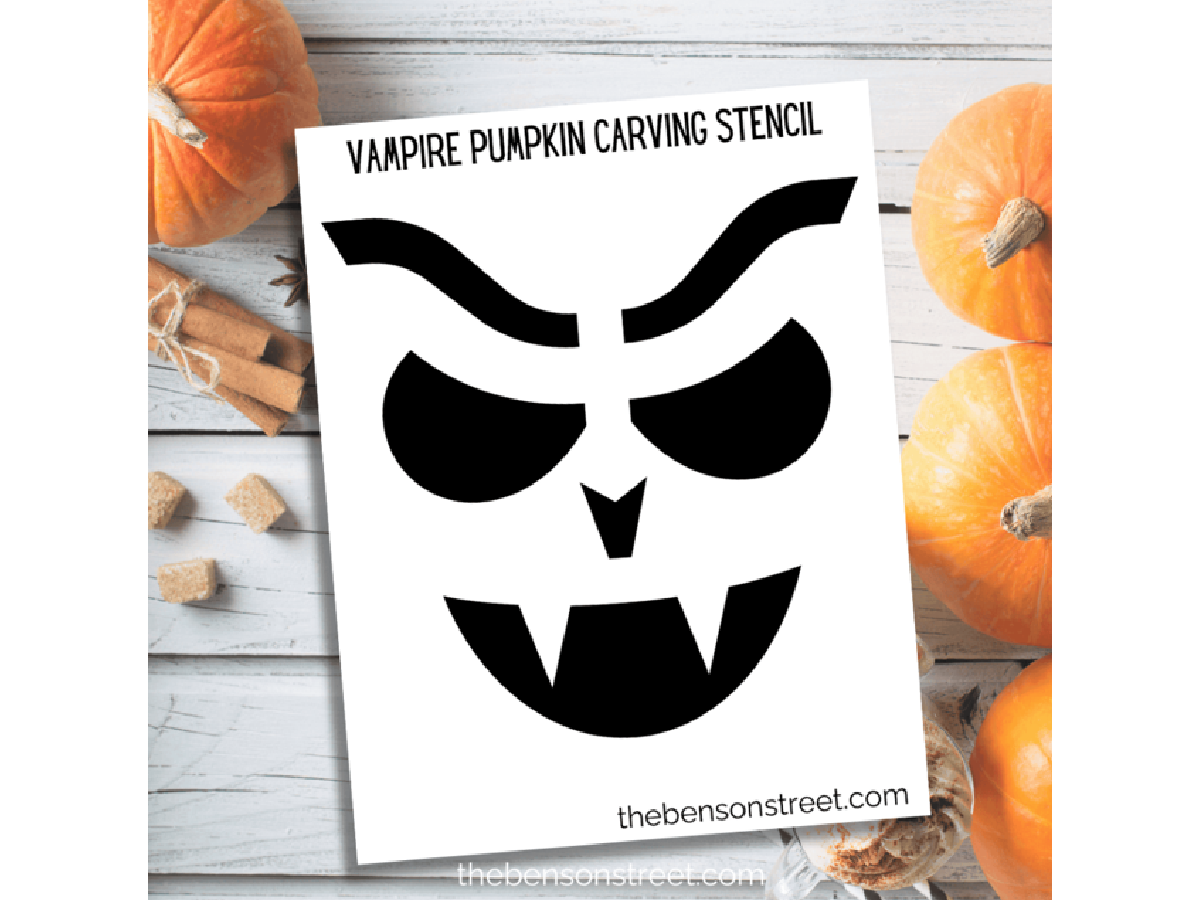 Pumpkin Carving Template- black and white printable with fall accessories-Kids Activities Blog