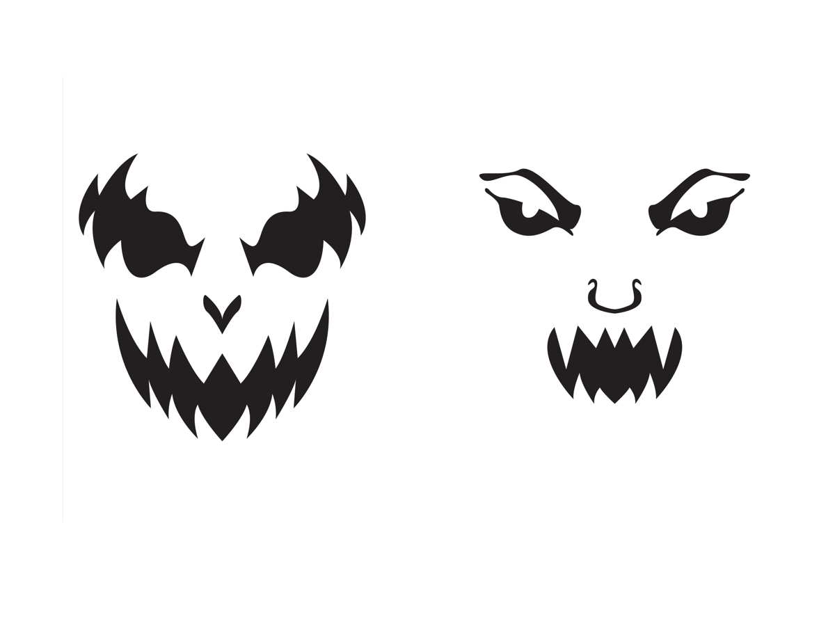 Pumpkin Template- black and white scary faces-Kids Activities Blog