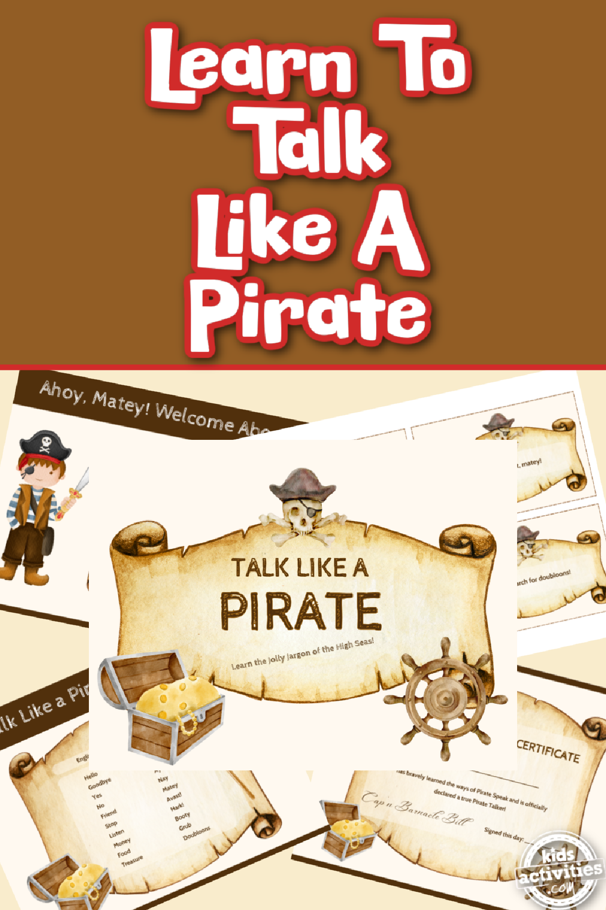 International Talk Like A Pirate Day- printables with pirate pictures with text- kids activities blog