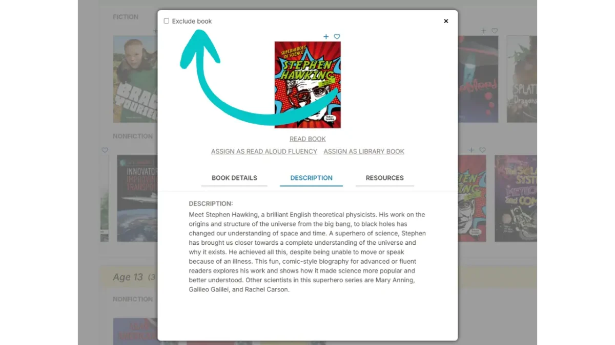 Inside the curriculum, you can exclude content with this feature 