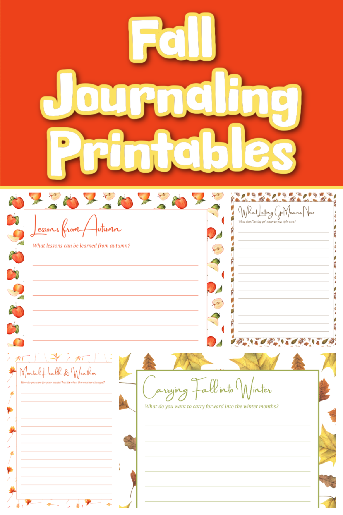 Fall Journal Prompts- printables with fall images and text- kids activities blog