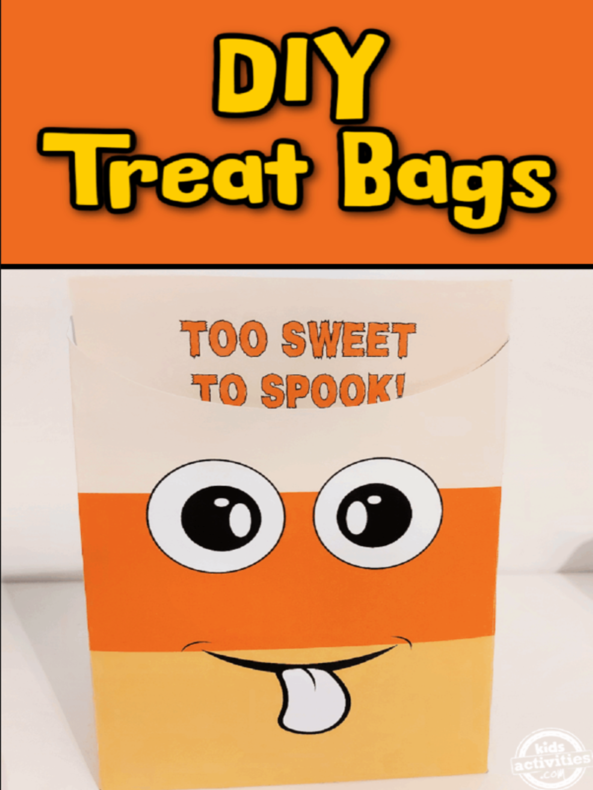 Halloween Treat bags- DIY halloween treat bag that looks like a candy corn - Kids Activities Blog