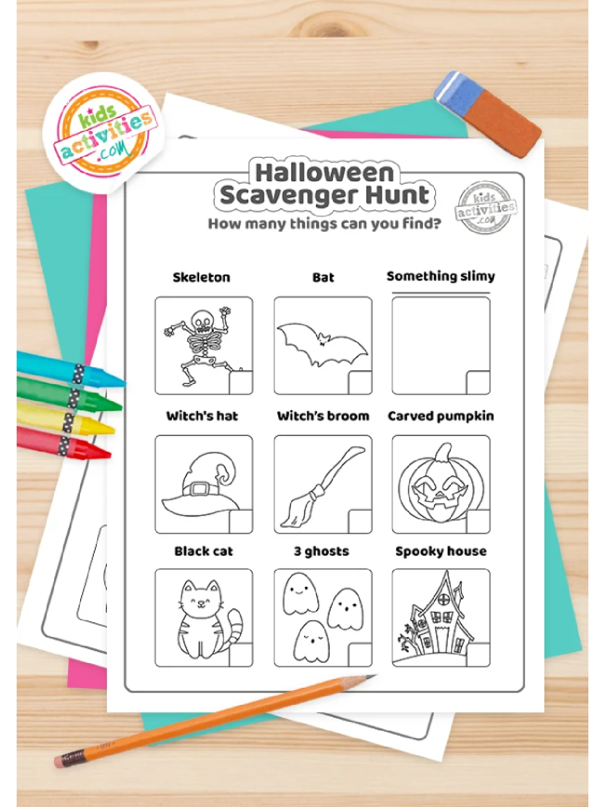 Halloween printables- scavenger hunt with checklist images and text - Kids Activities Blog