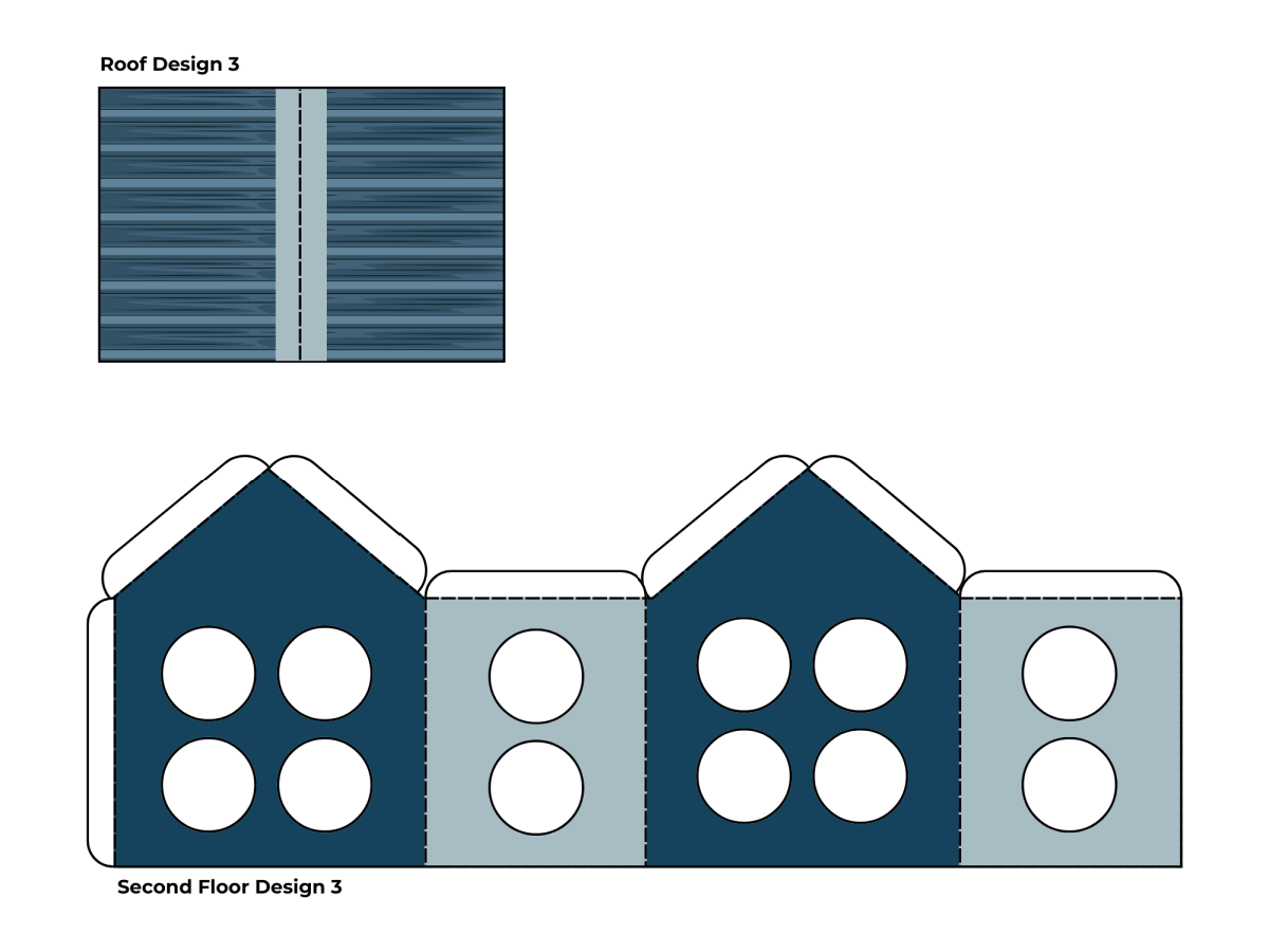 House Lantern- top floor template blue against a white piece of paper- kids activities blog