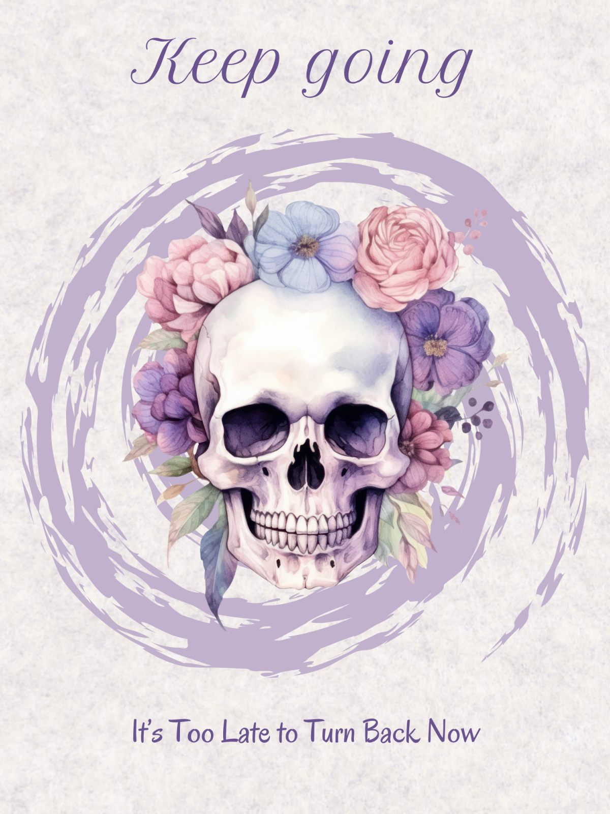 Printable Posters- skull with flowers surrounded by purple swirls- Kids Activities Blog